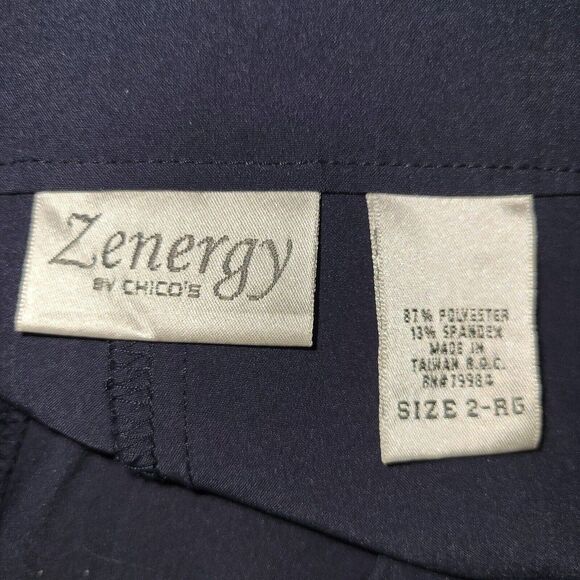 CHICO'S Zenergy Navy Blue Cropped Pants Sz 2 / L Straight Leg Lightweight Capri - Picture 5 of 7